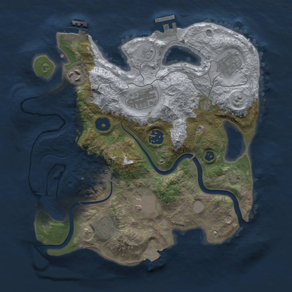 Rust Map: Procedural Map, Size: 3000, Seed: 153020128, 13 Monuments