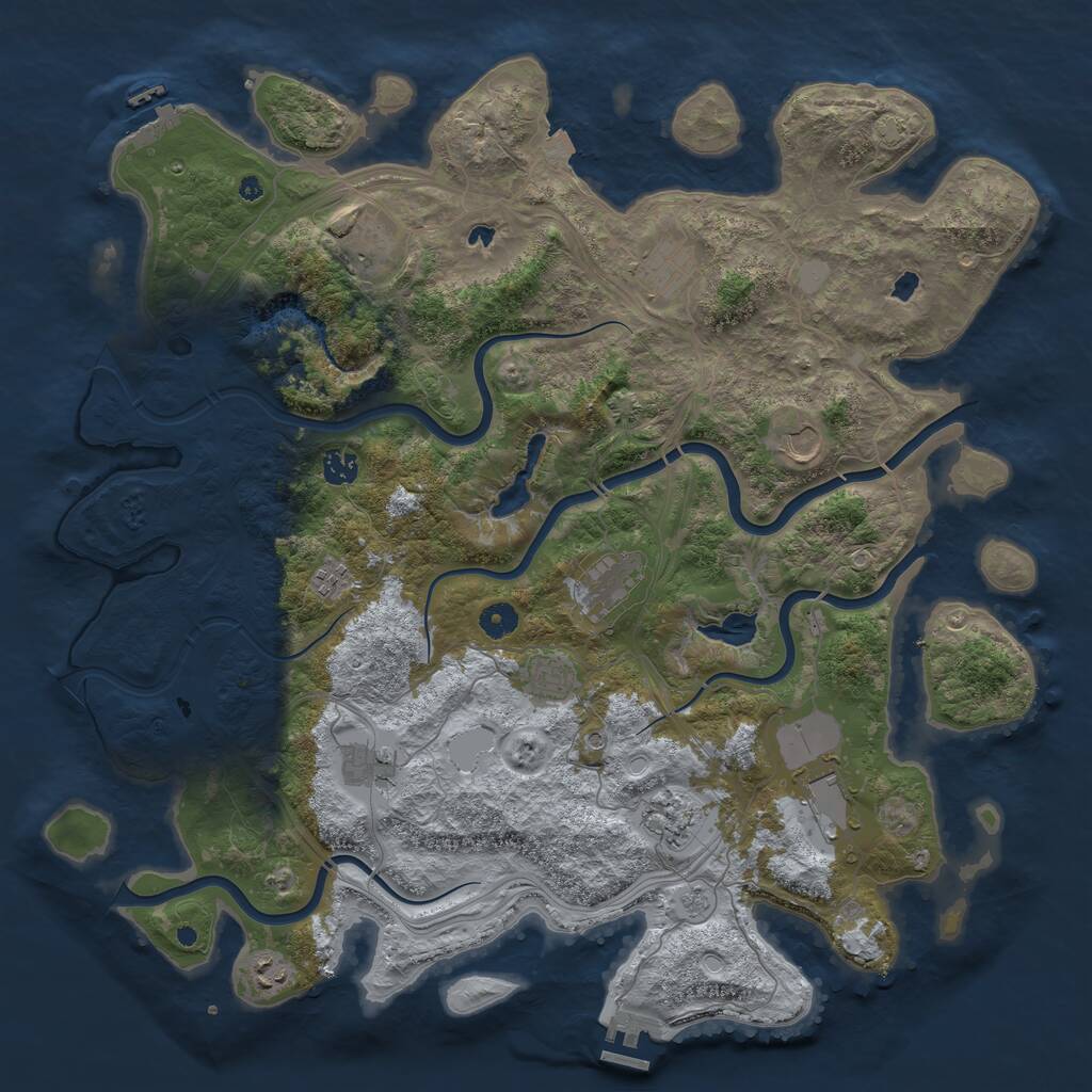 Rust Map: Procedural Map, Size: 4500, Seed: 882553134, 17 Monuments