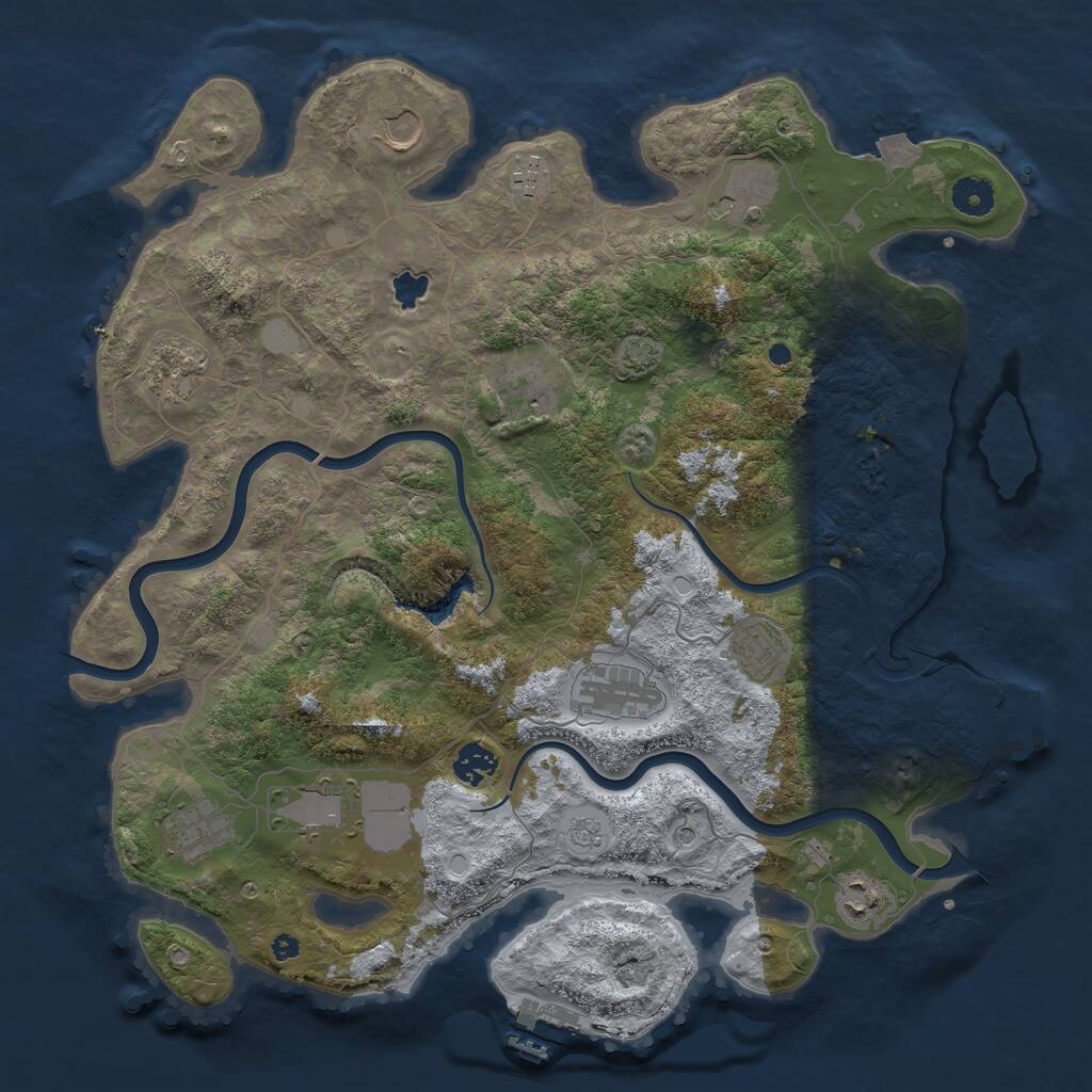 Rust Map: Procedural Map, Size: 4000, Seed: 10035760, 17 Monuments