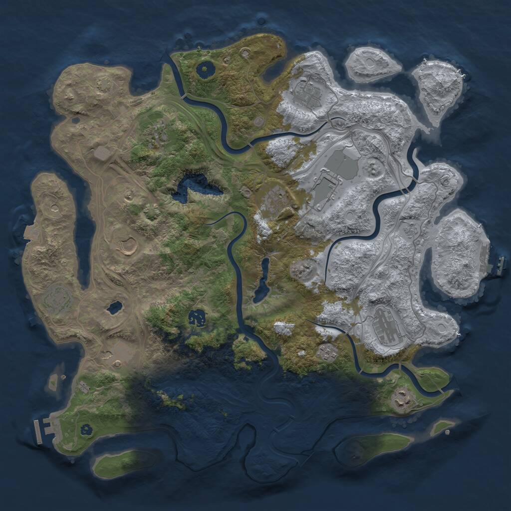 Rust Map: Procedural Map, Size: 4250, Seed: 38154955, 17 Monuments