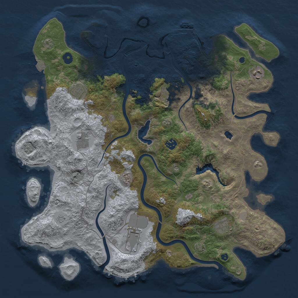 Rust Map: Procedural Map, Size: 4200, Seed: 381901556, 14 Monuments