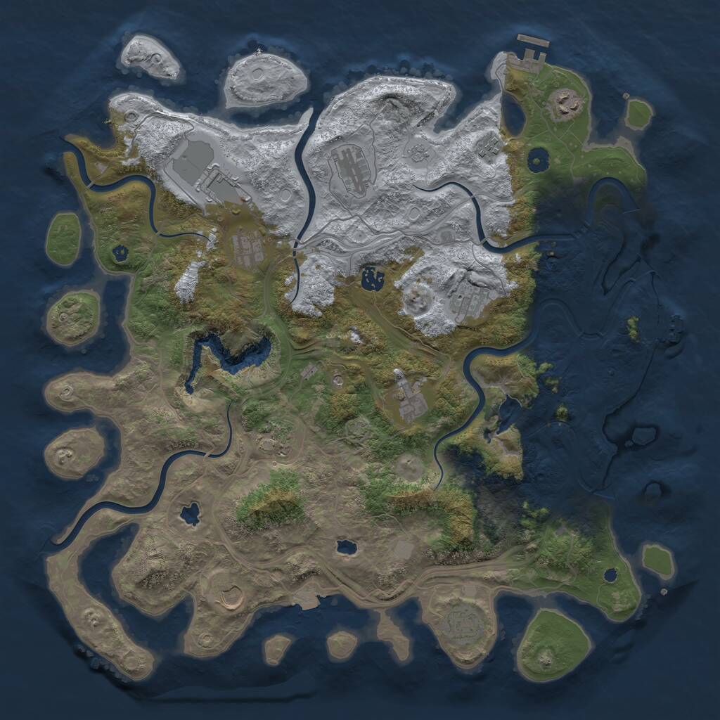 Rust Map: Procedural Map, Size: 4500, Seed: 304866847, 17 Monuments