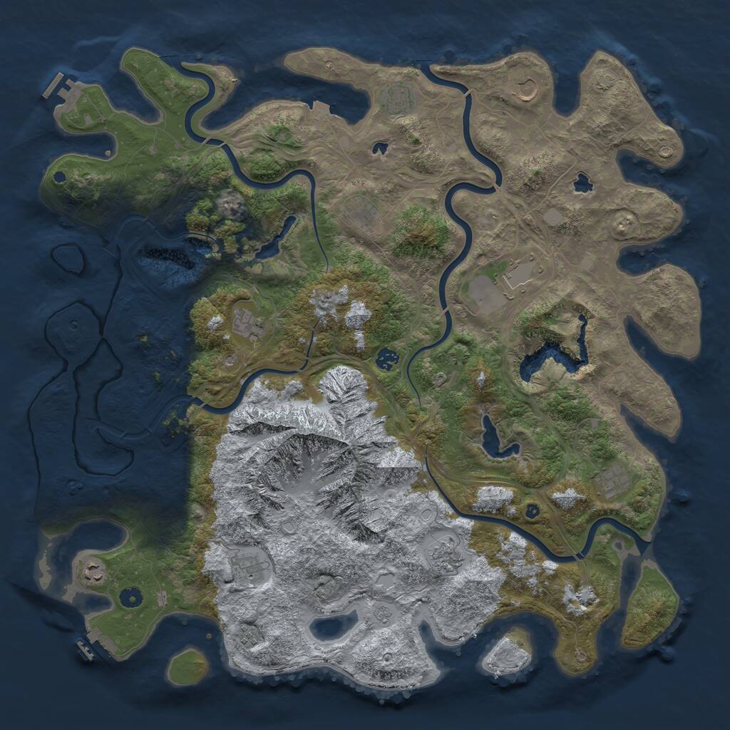 Rust Map: Procedural Map, Size: 5000, Seed: 1287396363, 17 Monuments