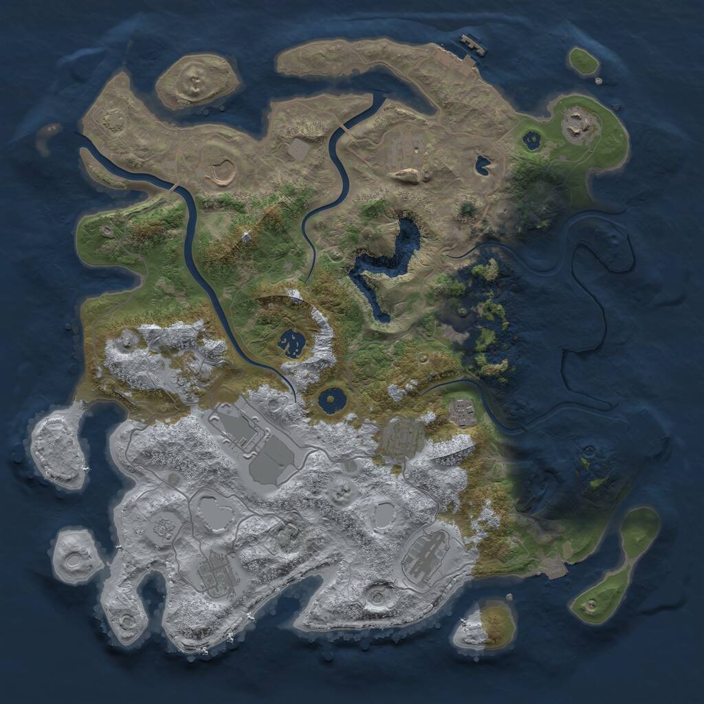 Rust Map: Procedural Map, Size: 4000, Seed: 790164619, 17 Monuments
