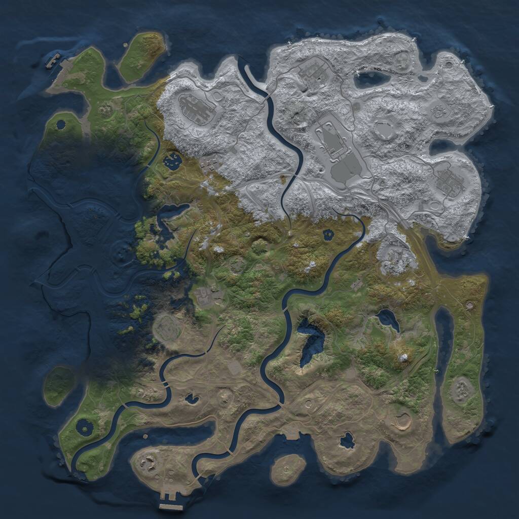Rust Map: Procedural Map, Size: 4500, Seed: 1099713234, 17 Monuments