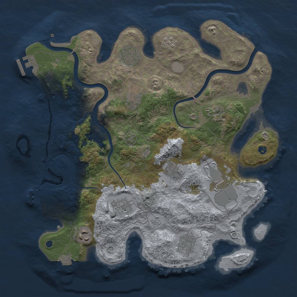 Rust Map: Procedural Map, Size: 3500, Seed: 1268681661, 15 Monuments