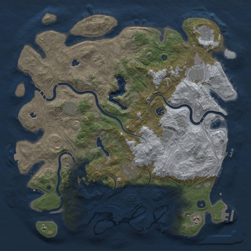 Rust Map: Procedural Map, Size: 4500, Seed: 196591, 16 Monuments