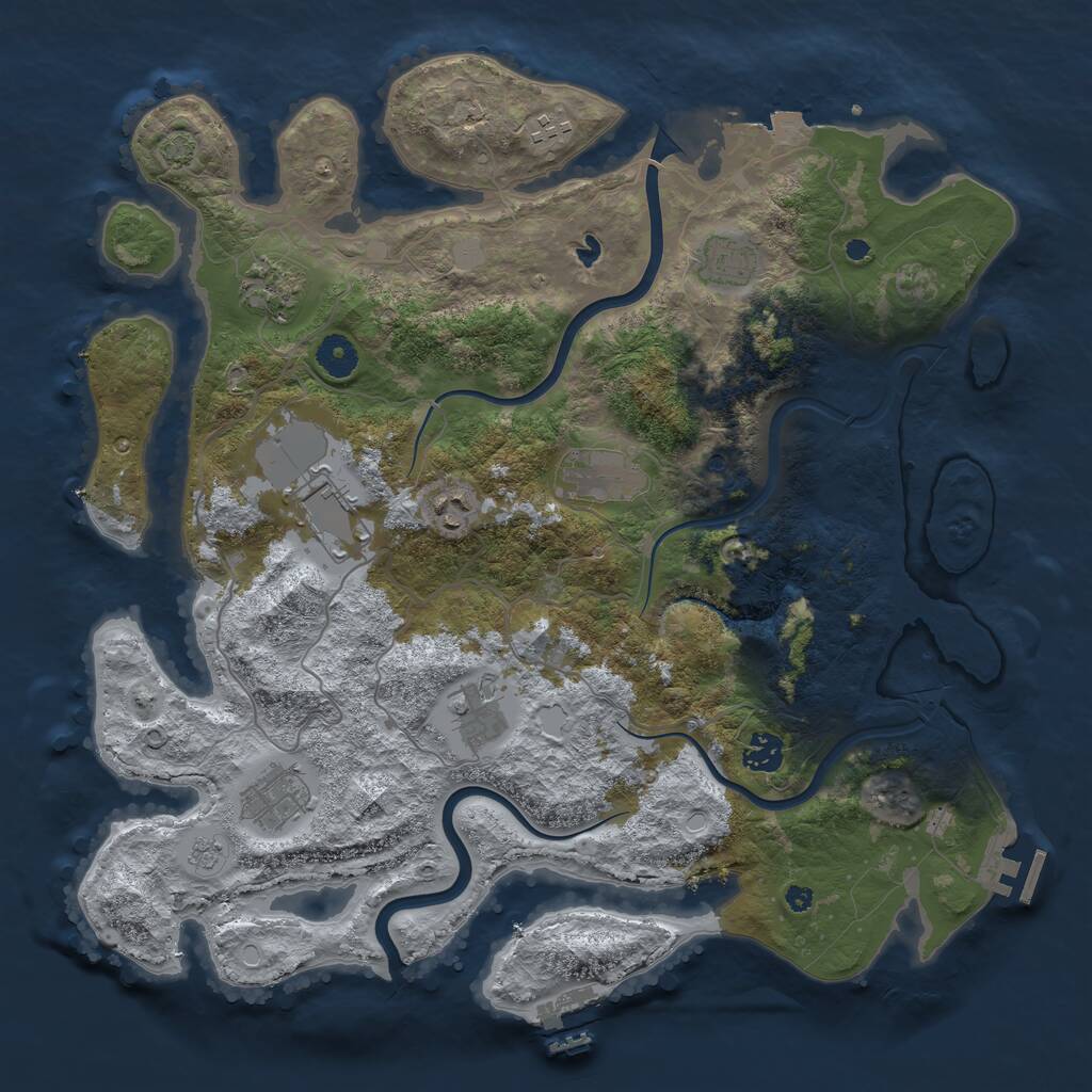 Rust Map: Procedural Map, Size: 4000, Seed: 613617457, 15 Monuments