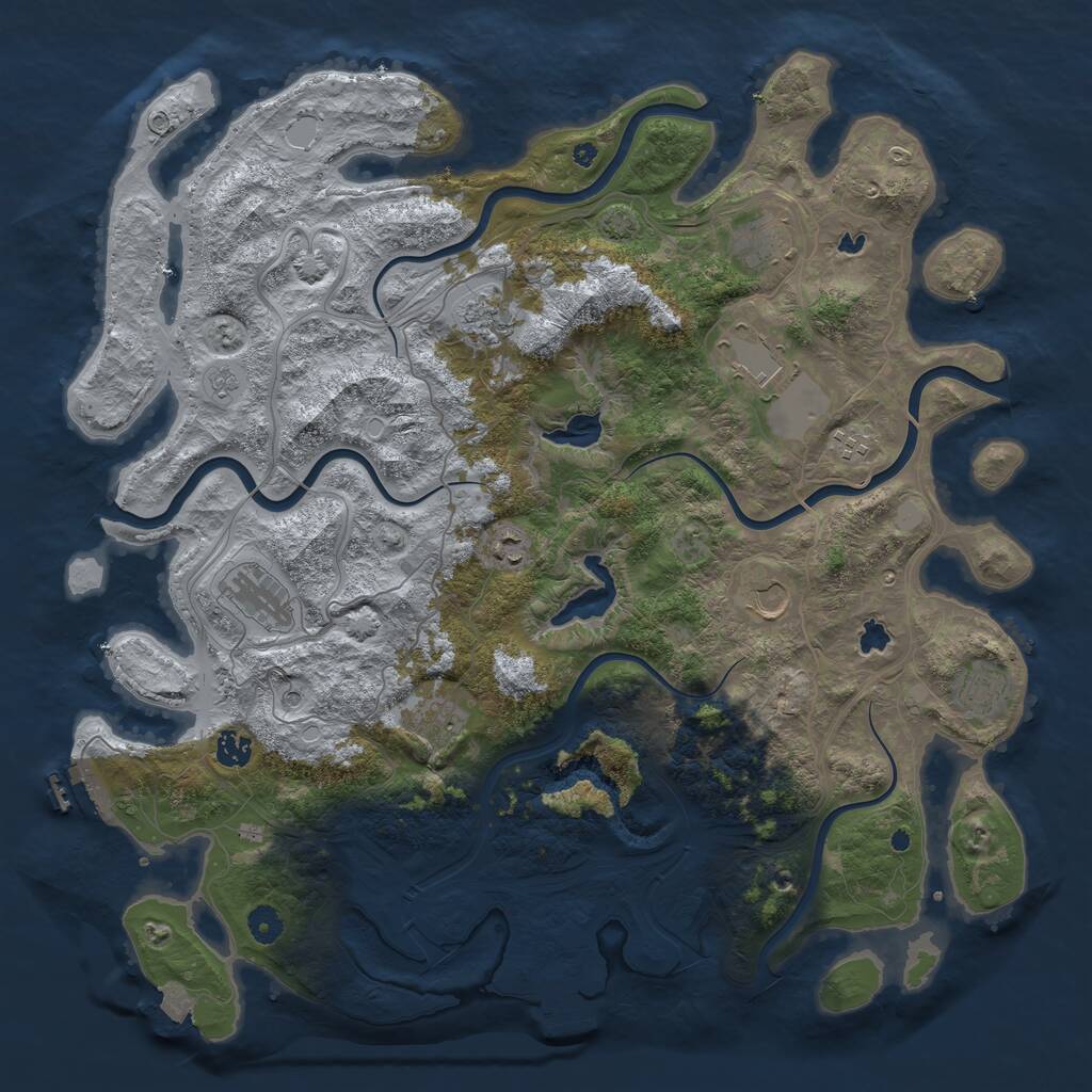 Rust Map: Procedural Map, Size: 4500, Seed: 189362850, 16 Monuments