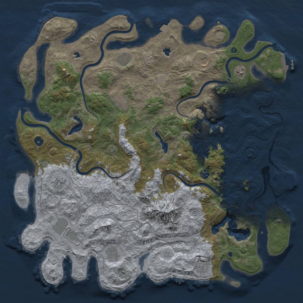 Rust Map: Procedural Map, Size: 5000, Seed: 8101919, 16 Monuments