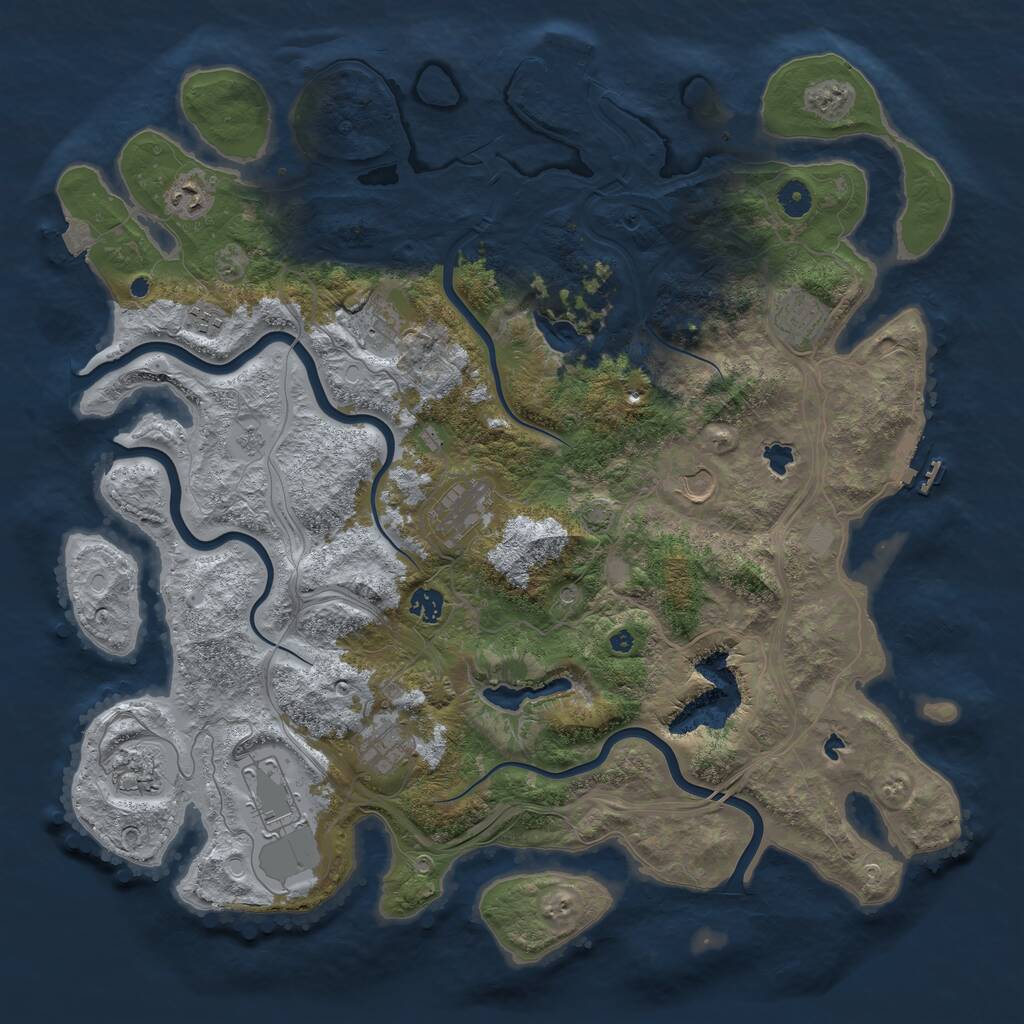 Rust Map: Procedural Map, Size: 4500, Seed: 911043281, 16 Monuments