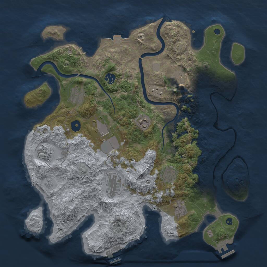 Rust Map: Procedural Map, Size: 3750, Seed: 1749009685, 16 Monuments