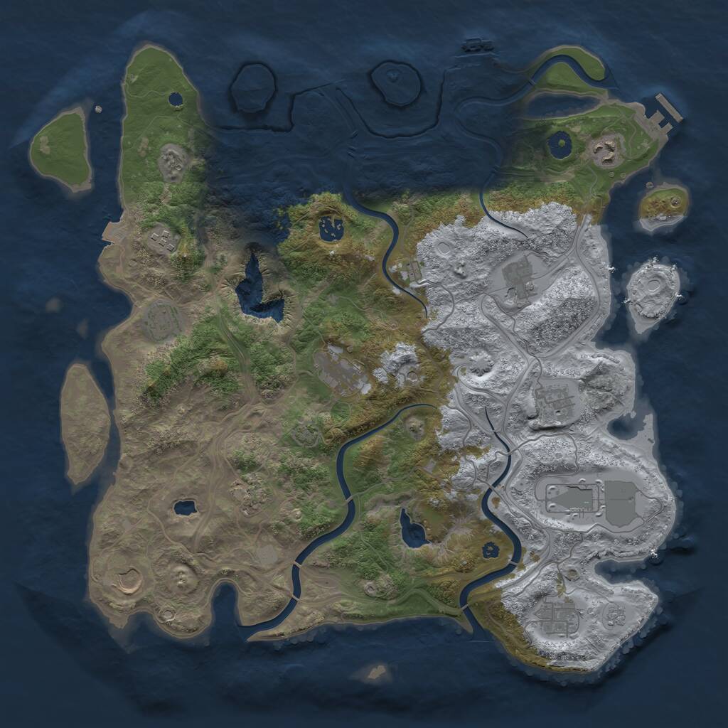 Rust Map: Procedural Map, Size: 4250, Seed: 1460595521, 17 Monuments