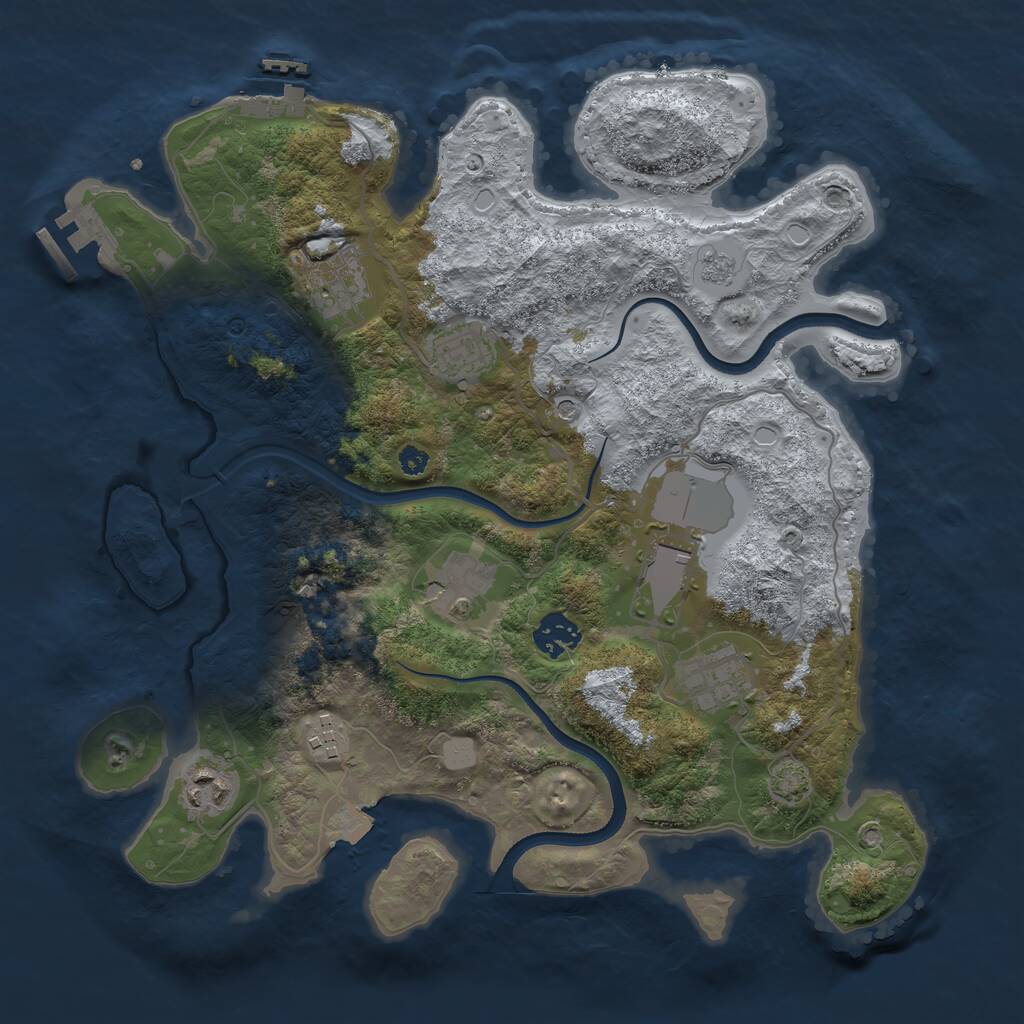 Rust Map: Procedural Map, Size: 3500, Seed: 618363763, 14 Monuments