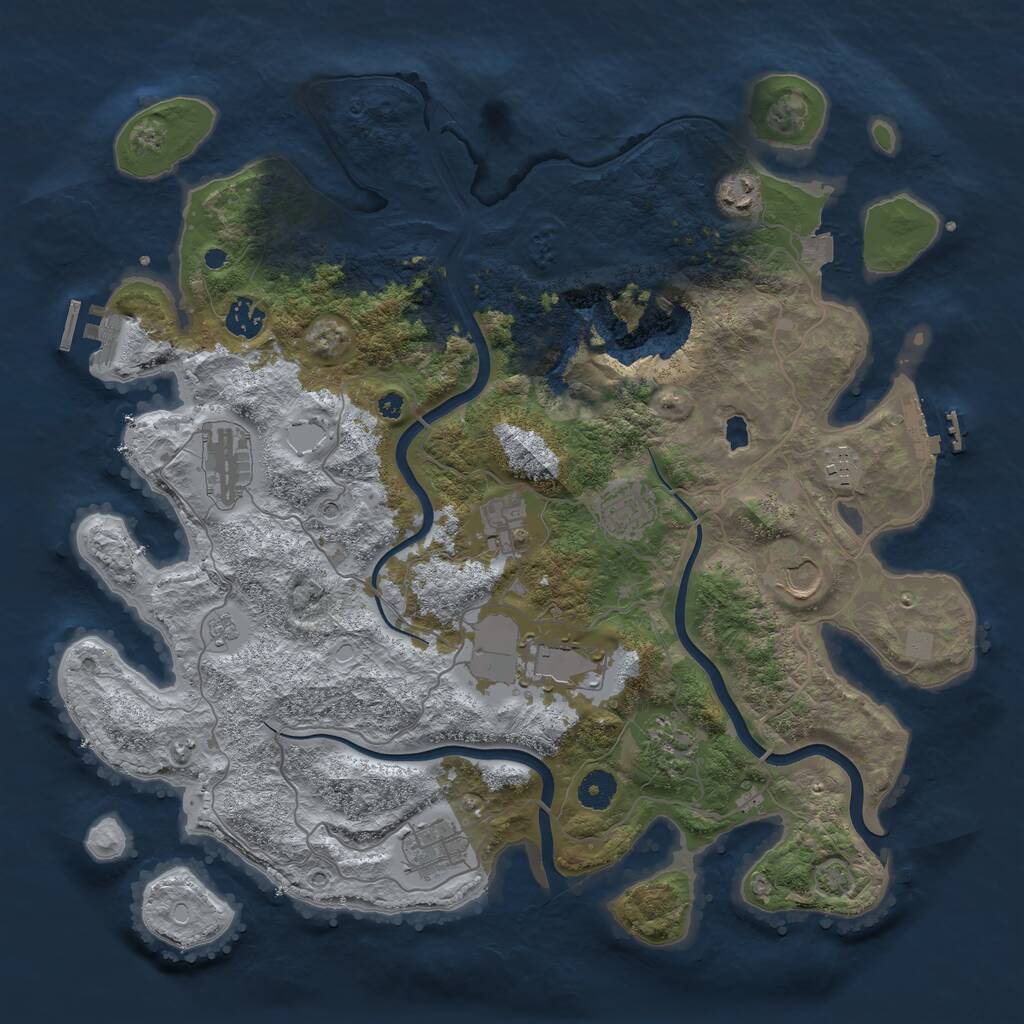 Rust Map: Procedural Map, Size: 4000, Seed: 1222151165, 16 Monuments