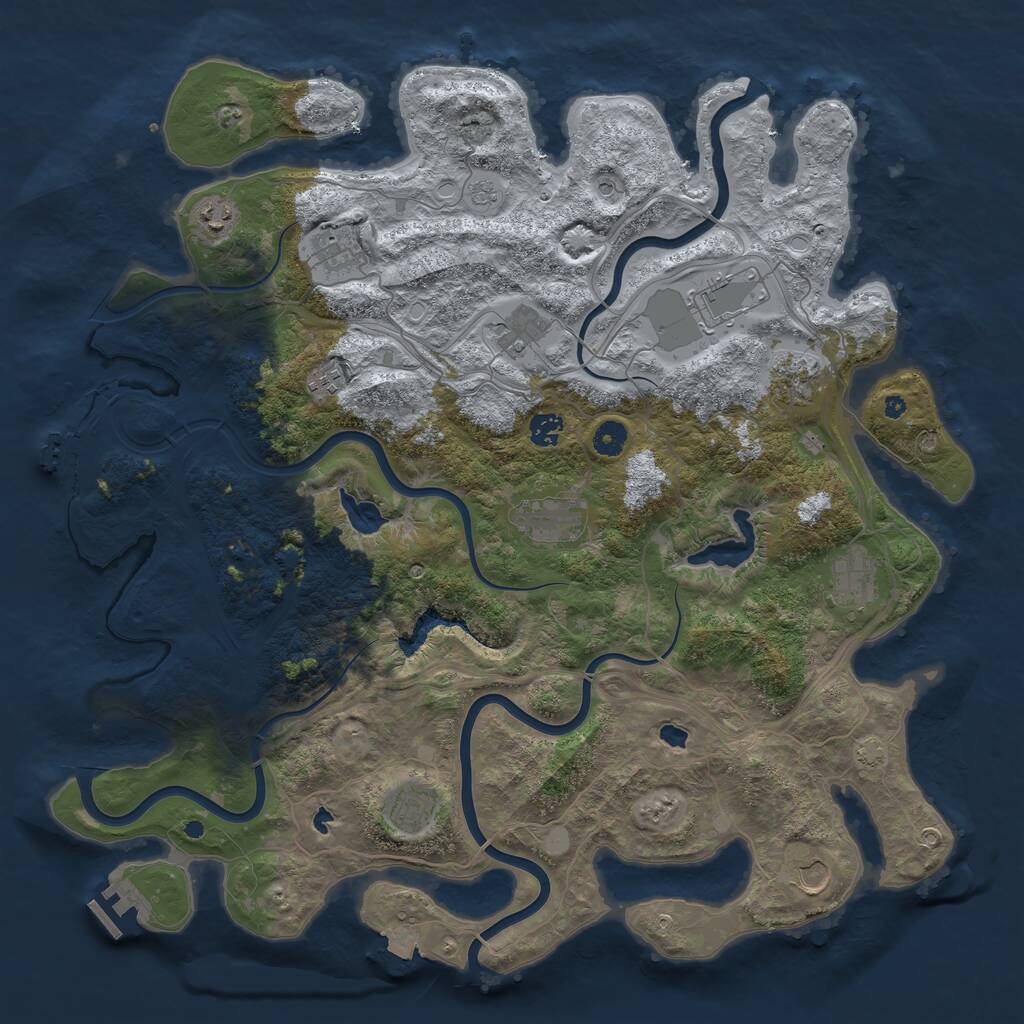 Rust Map: Procedural Map, Size: 4500, Seed: 1184805395, 17 Monuments