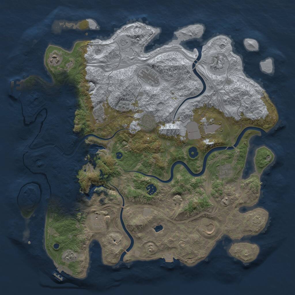 Rust Map: Procedural Map, Size: 4250, Seed: 1111797790, 17 Monuments