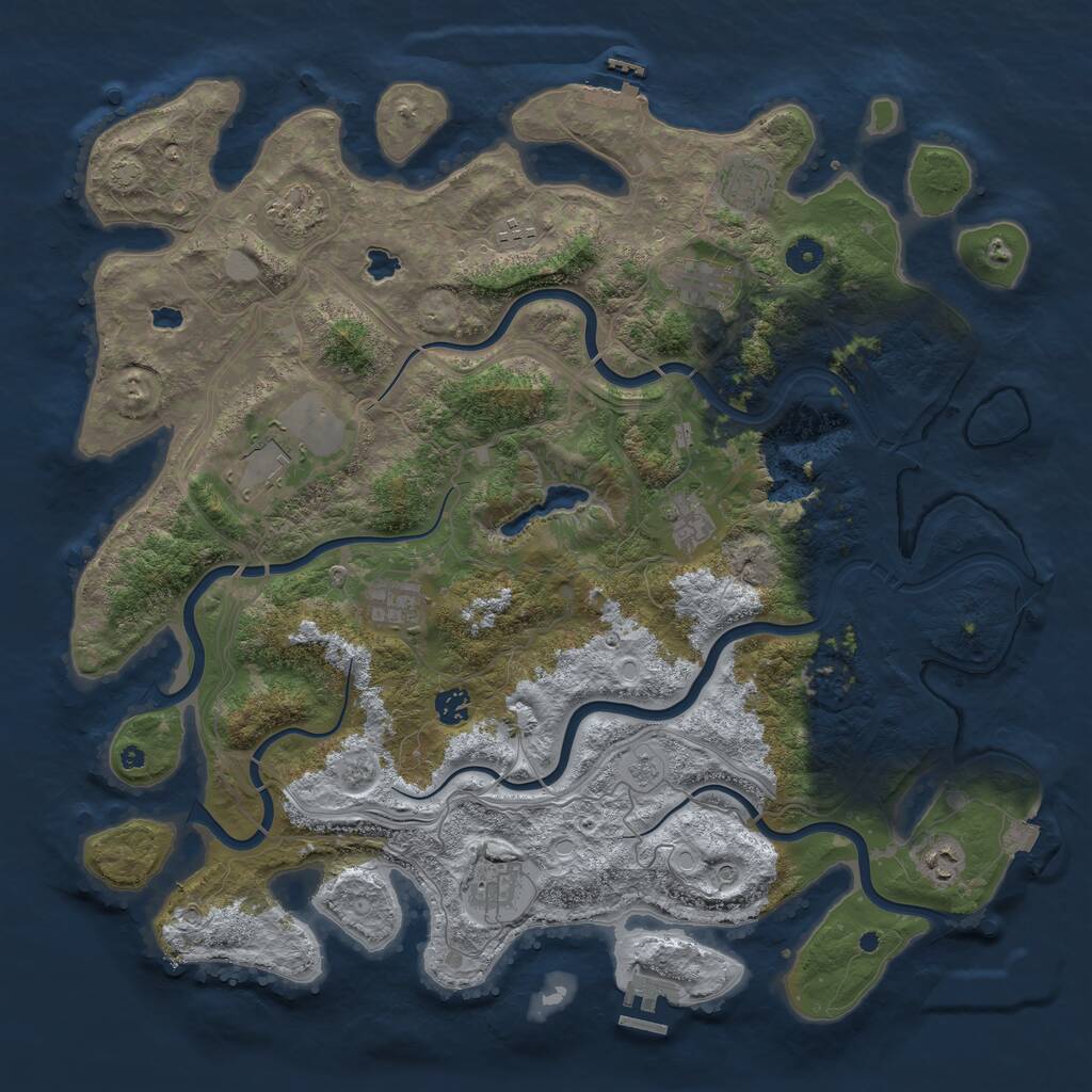 Rust Map: Procedural Map, Size: 4500, Seed: 498109982, 16 Monuments
