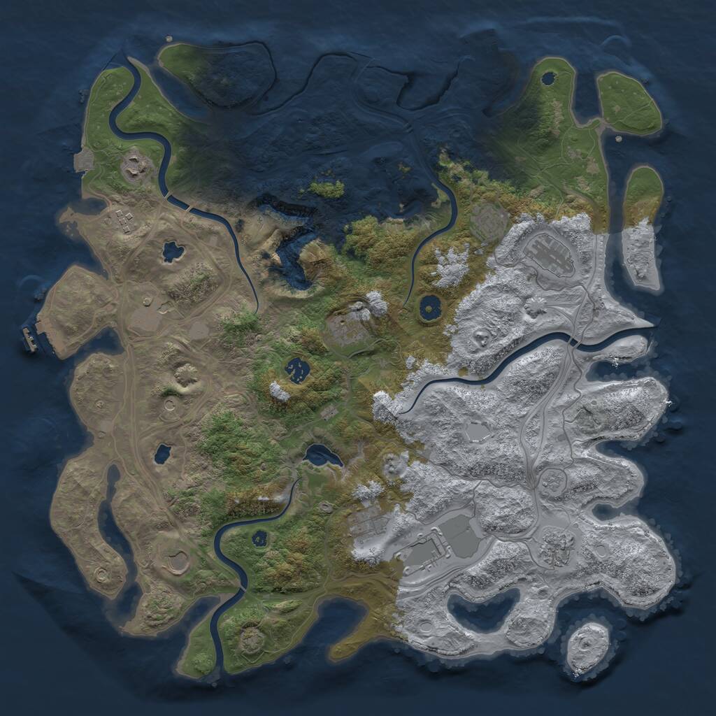 Rust Map: Procedural Map, Size: 4500, Seed: 703901141, 17 Monuments