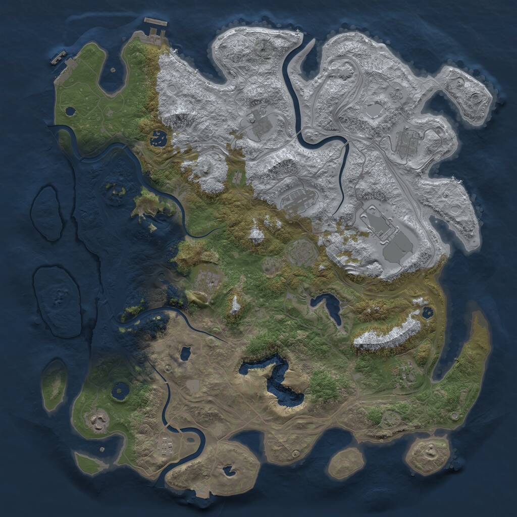 Rust Map: Procedural Map, Size: 4500, Seed: 917800207, 16 Monuments