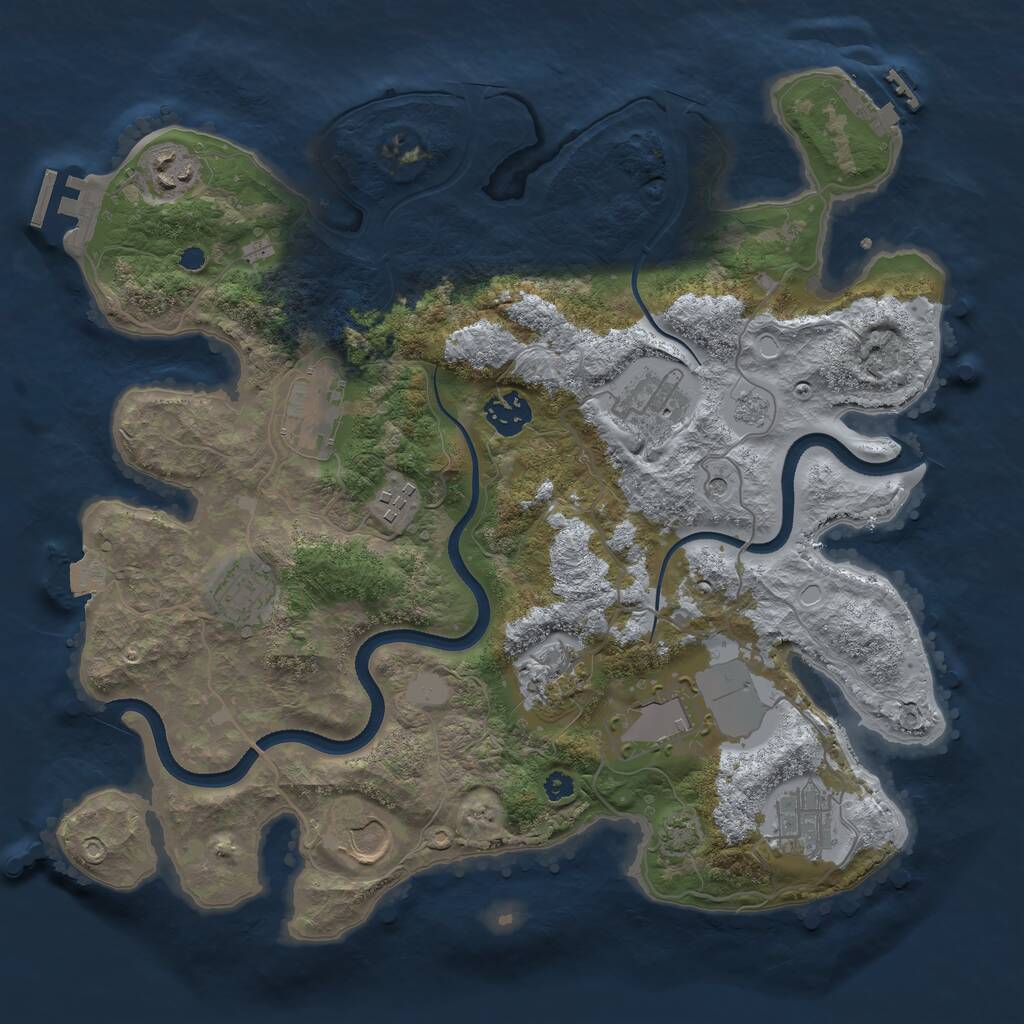 Rust Map: Procedural Map, Size: 3500, Seed: 1906738490, 16 Monuments
