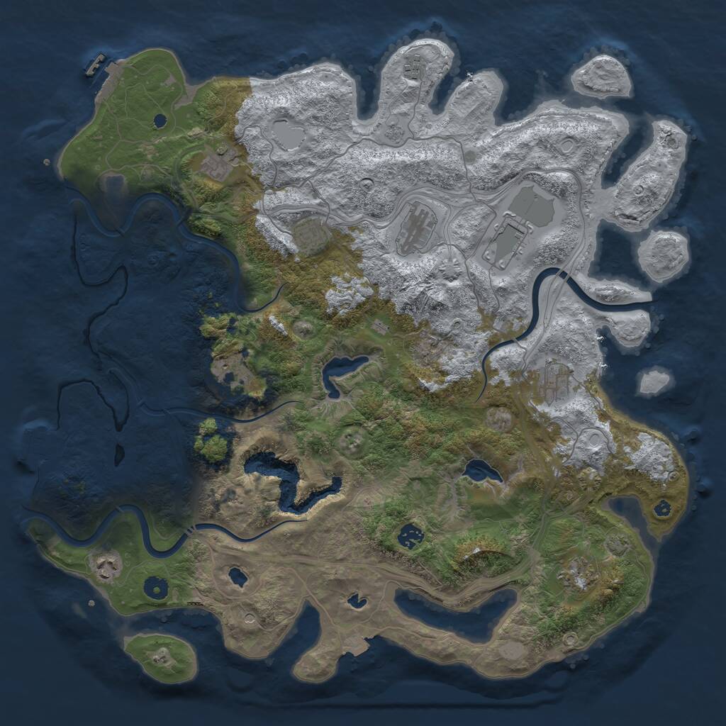 Rust Map: Procedural Map, Size: 4500, Seed: 482719, 16 Monuments