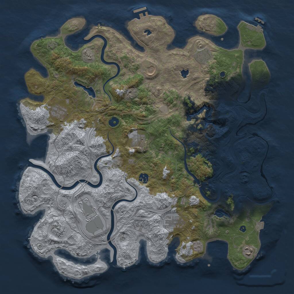 Rust Map: Procedural Map, Size: 4500, Seed: 1977240356, 16 Monuments
