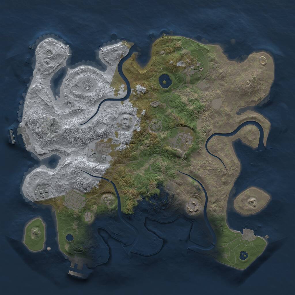 Rust Map: Procedural Map, Size: 3300, Seed: 35039653, 12 Monuments