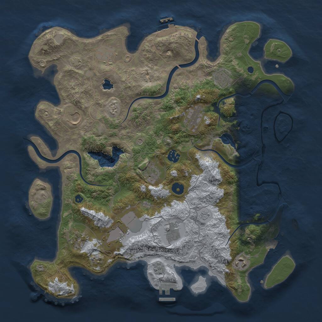 Rust Map: Procedural Map, Size: 4000, Seed: 660421592, 17 Monuments
