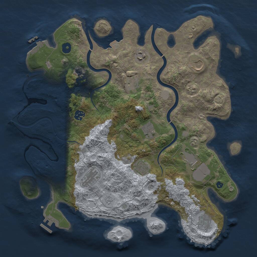 Rust Map: Procedural Map, Size: 3800, Seed: 1411586099, 16 Monuments