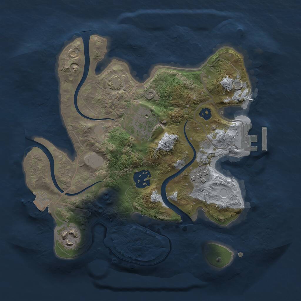 Rust Map: Procedural Map, Size: 2500, Seed: 988371840, 7 Monuments