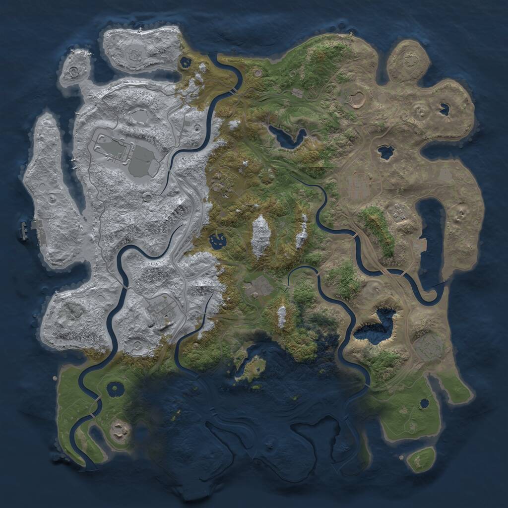 Rust Map: Procedural Map, Size: 4500, Seed: 728636623, 16 Monuments