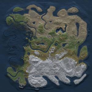 Thumbnail Rust Map: Procedural Map, Size: 4500, Seed: 2056927244, 16 Monuments