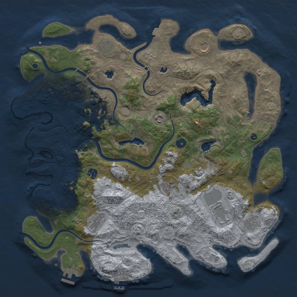 Rust Map: Procedural Map, Size: 4500, Seed: 2056927244, 16 Monuments