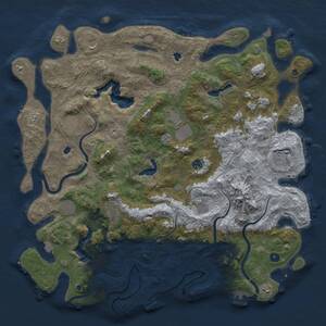 Thumbnail Rust Map: Procedural Map, Size: 5000, Seed: 1433462327, 17 Monuments