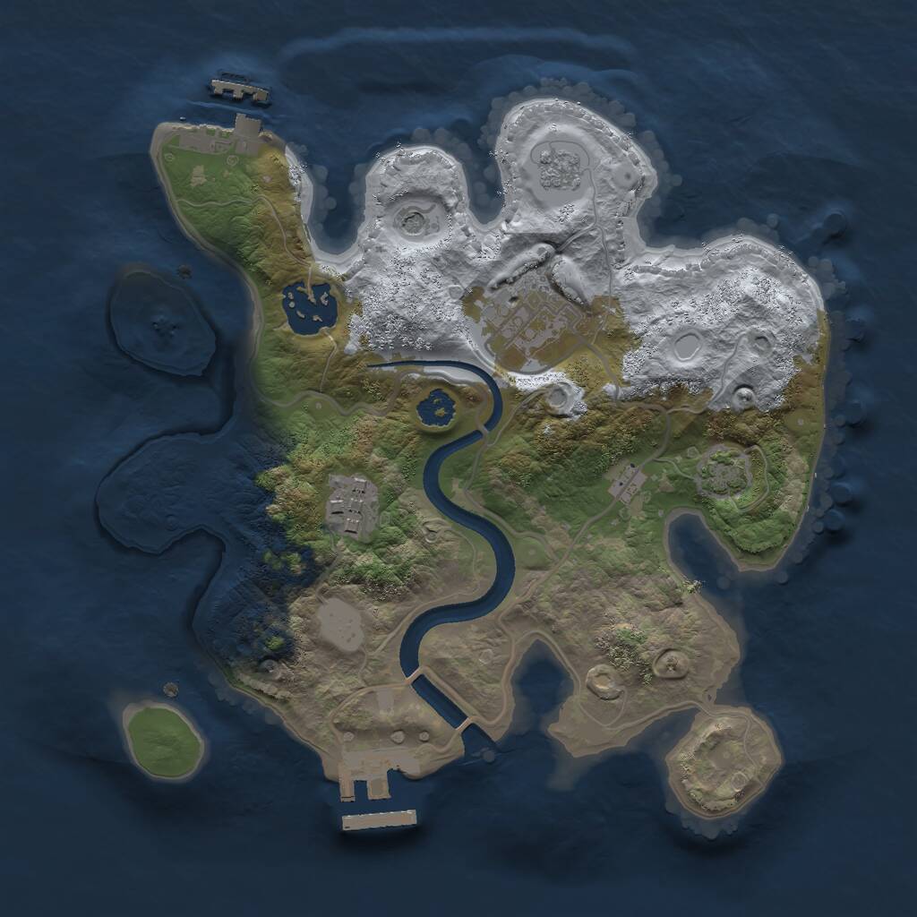 Rust Map: Procedural Map, Size: 2500, Seed: 1947122195, 9 Monuments