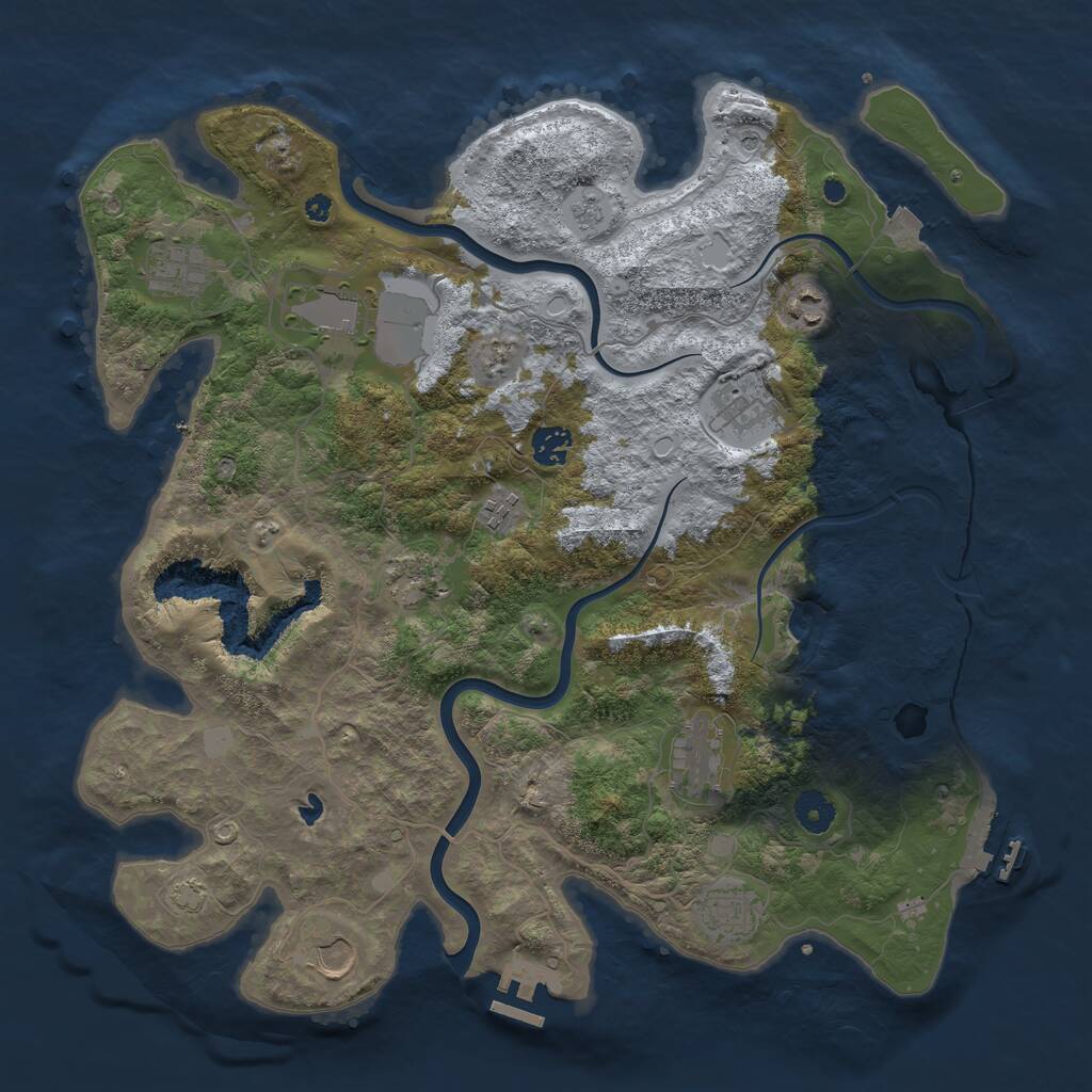 Rust Map: Procedural Map, Size: 4000, Seed: 12611, 16 Monuments