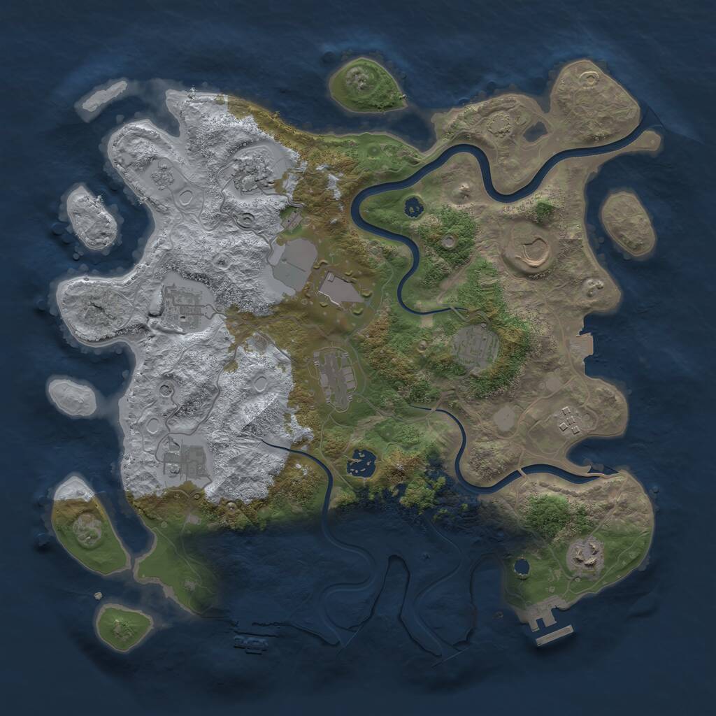 Rust Map: Procedural Map, Size: 3750, Seed: 919684292, 16 Monuments