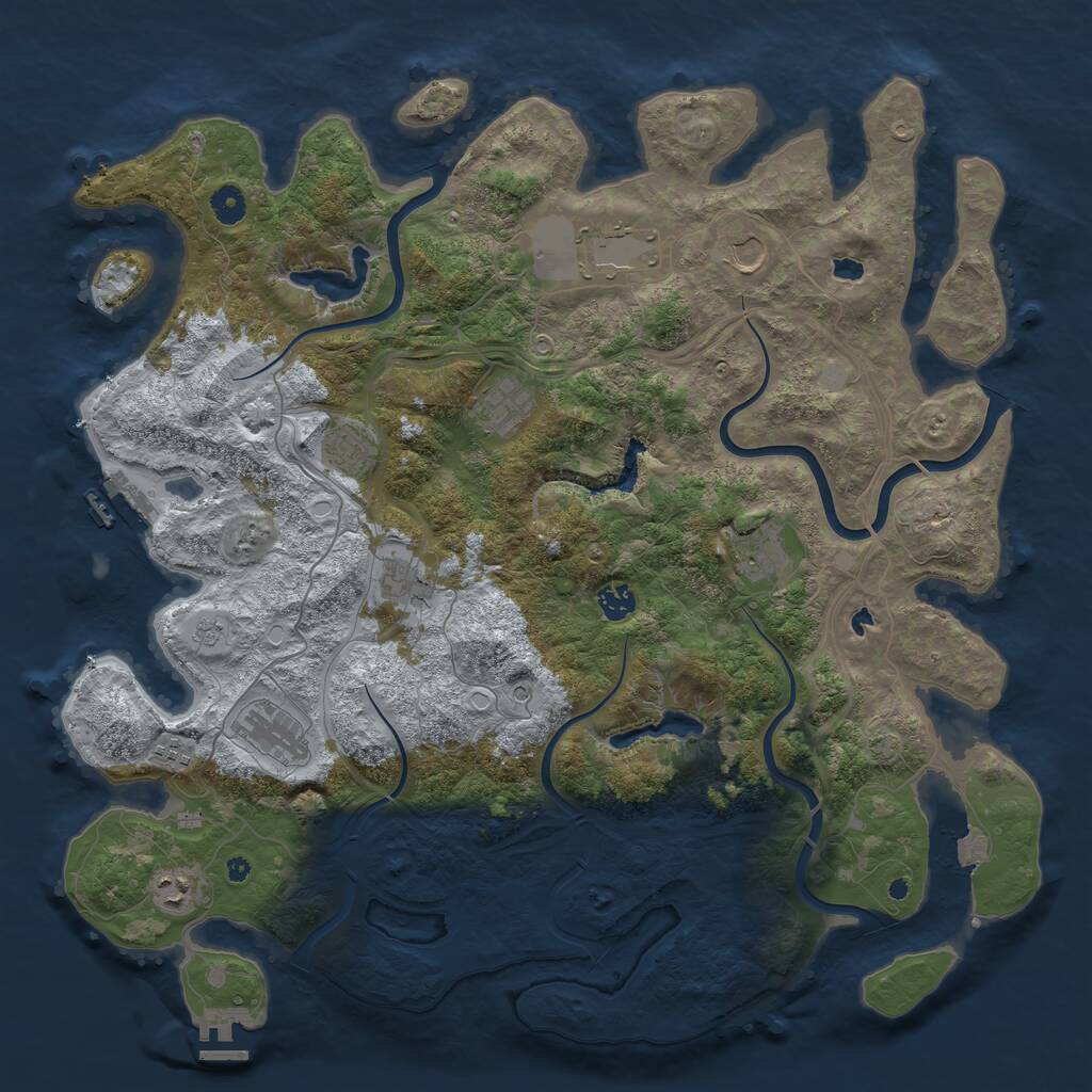 Rust Map: Procedural Map, Size: 4500, Seed: 1070610602, 16 Monuments