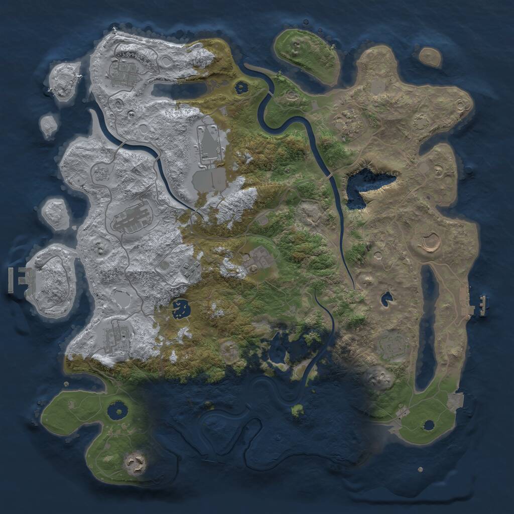 Rust Map: Procedural Map, Size: 4000, Seed: 559325541, 17 Monuments
