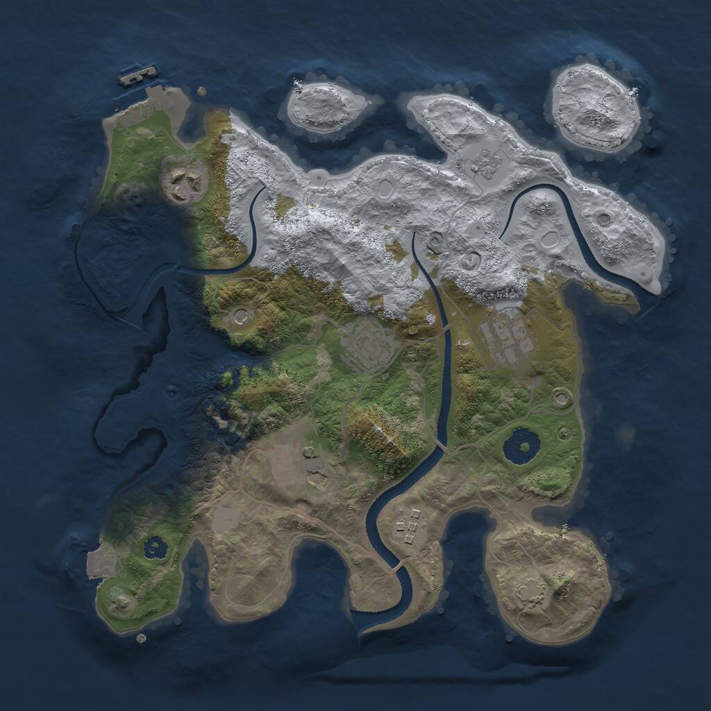 Rust Map: Procedural Map, Size: 3000, Seed: 17172, 10 Monuments