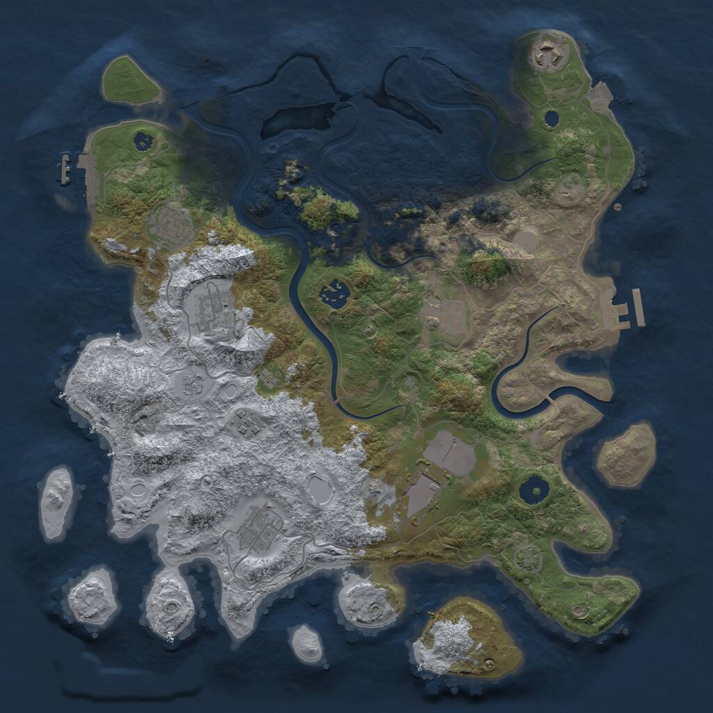 Rust Map: Procedural Map, Size: 3750, Seed: 599210128, 14 Monuments