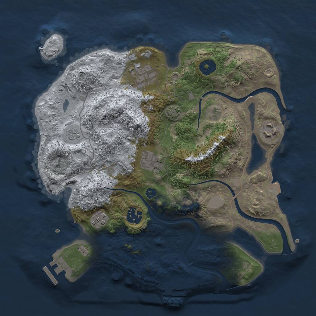 Rust Map: Procedural Map, Size: 3000, Seed: 590998493, 11 Monuments