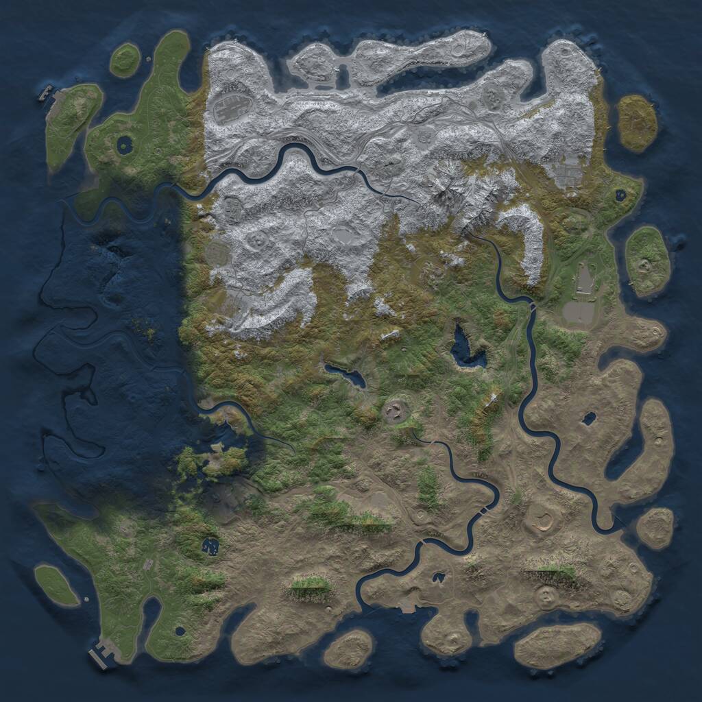 Rust Map: Procedural Map, Size: 6000, Seed: 5545679, 17 Monuments
