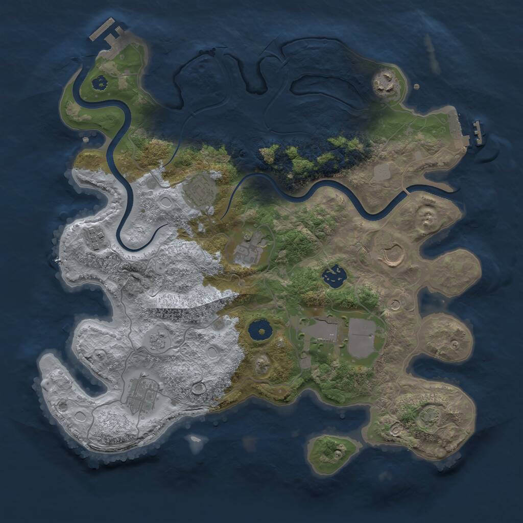 Rust Map: Procedural Map, Size: 3500, Seed: 49338297, 14 Monuments