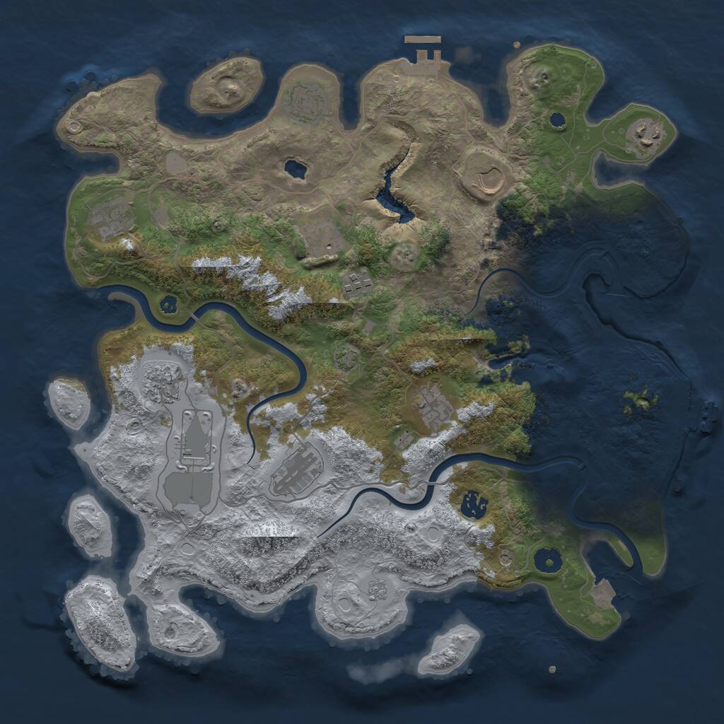 Rust Map: Procedural Map, Size: 4000, Seed: 775757306, 17 Monuments