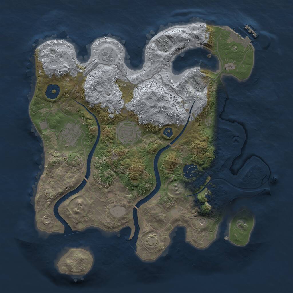 Rust Map: Procedural Map, Size: 3000, Seed: 1144866829, 9 Monuments