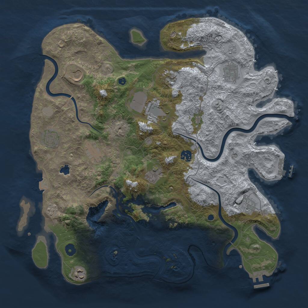 Rust Map: Procedural Map, Size: 4050, Seed: 1284521779, 17 Monuments