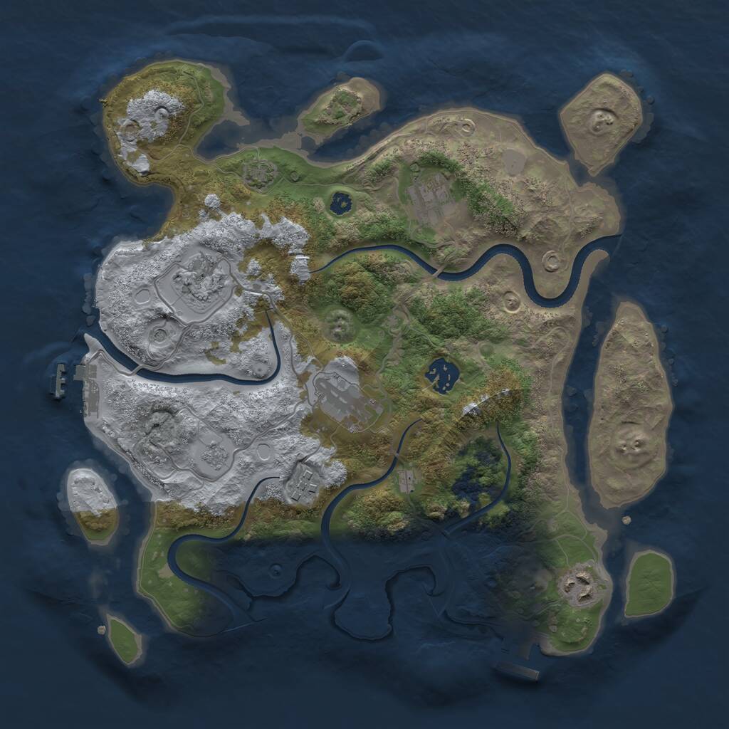Rust Map: Procedural Map, Size: 3350, Seed: 1401949811, 12 Monuments