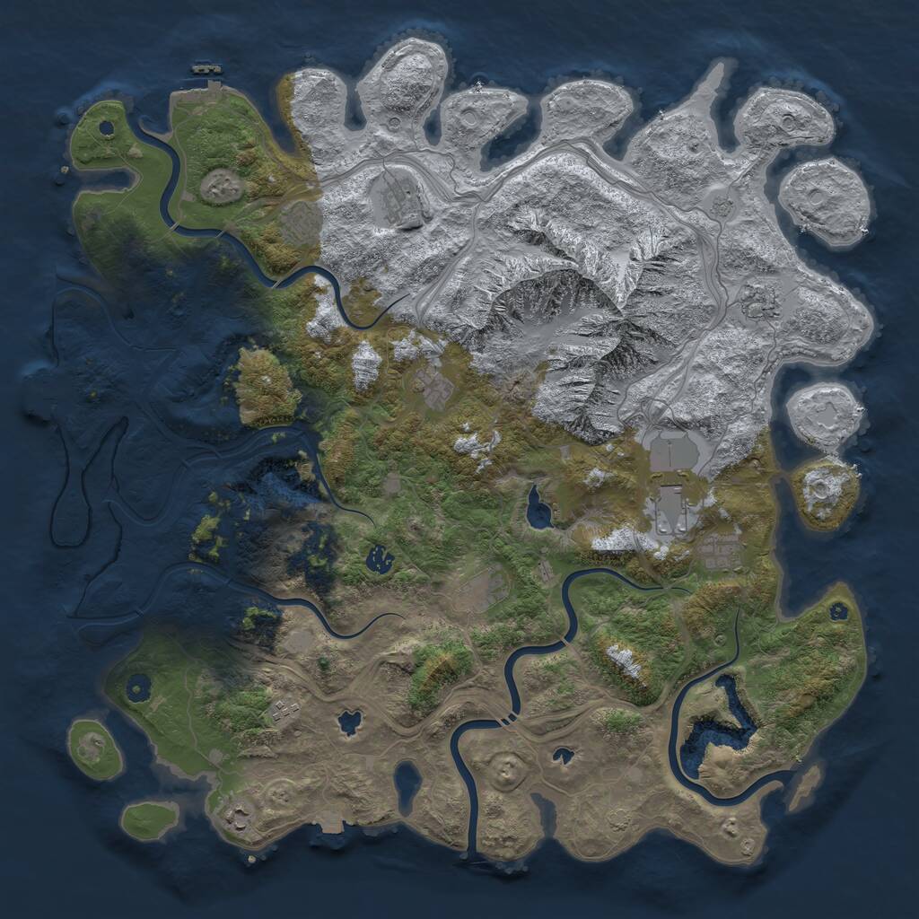 Rust Map: Procedural Map, Size: 5000, Seed: 317240841, 16 Monuments